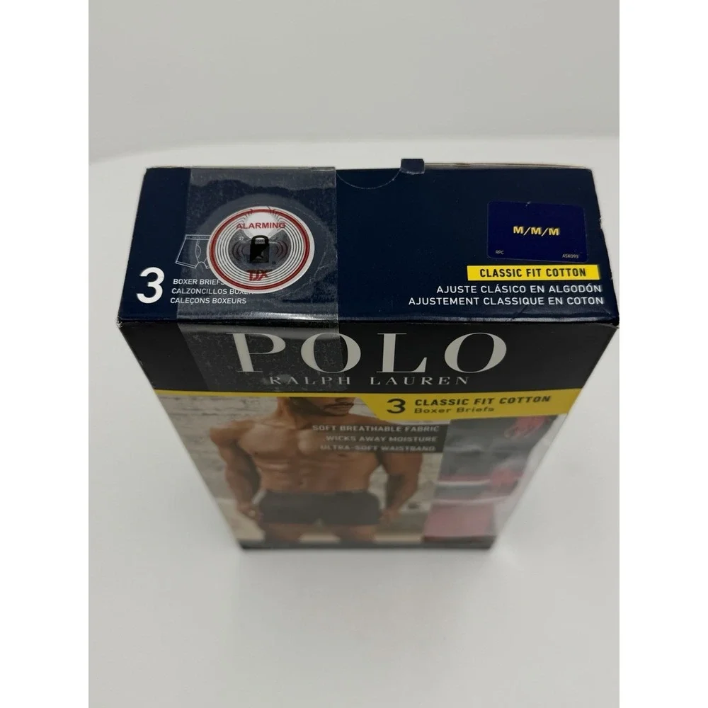 Polo Ralph Lauren Men's Cotton Boxer Briefs Black/Red  3-Pack Size Medium